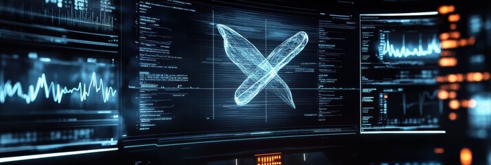 Several high-tech screens showcase intricate DNA structures and data analysis in a contemporary research facility. Generative AI