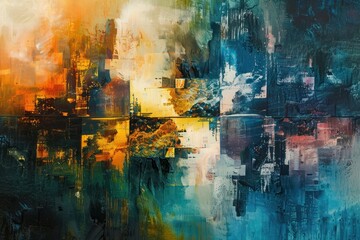 Oil Painting Abstract Futuristic Background