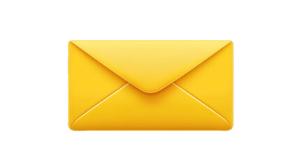 Yellow envelope on transparent background, simplicity and communication concept