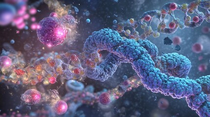 Fototapeta premium Dna replication accuracy repair mechanisms depicted in a detailed biology research infographic showcasing how cells maintain genetic integrity during replication
