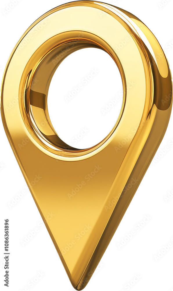 Aufkleber golden 3d map pin icon on transparent background