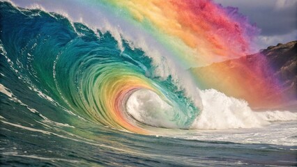 Swirling colors of the rainbow blending together to create a kaleidoscopic effect in a vibrant and colorful pattern with a sense of depth, soothing, rainbow, gentle