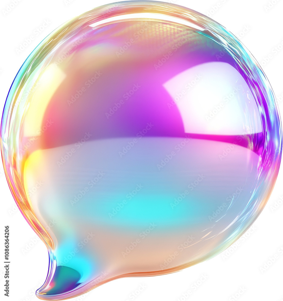 Aufkleber iridescent speech bubble on transparent background