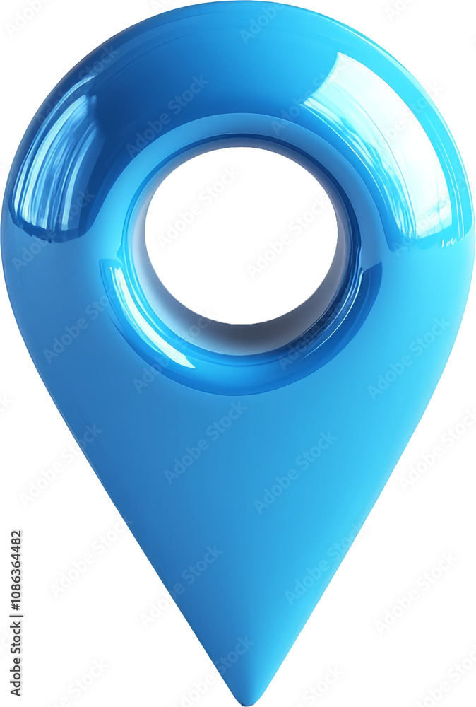 Poster blue 3d map marker icon on transparent background