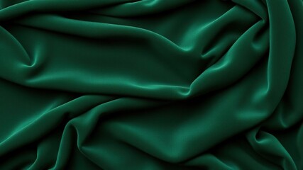 Fototapeta premium Velvety soft dark green fabric featuring complex folds and intricate creases, exuding an air of refinement and sophistication, luxury fabrics, high end materials, luxurious surfaces