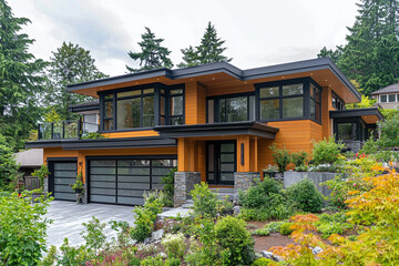 A sophsisticated home exterior with clean line.