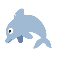 Cartoon Dolphin Vector Illustration on White Background