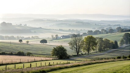 Naklejka premium White Light Blur on Countryside Landscape, peaceful countryside, focus, soft focus