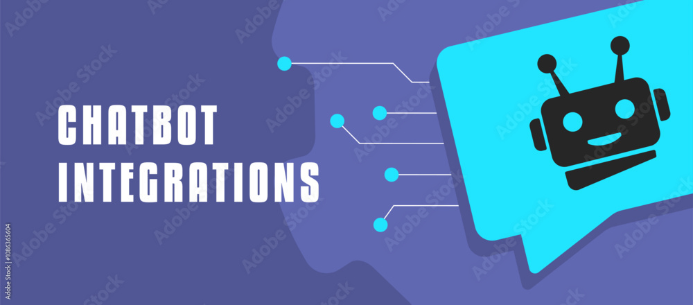 Poster ai chatbot integration banner for customer service automation, improving response times, handling qu
