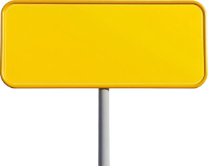 Yellow blank road sign with transparent background