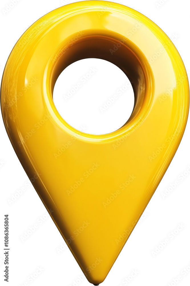 Poster yellow map pin on transparent background