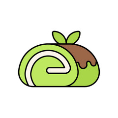 Matcha Cake Icon Lineal Color