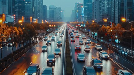 Real-time transportation data being analyzed to optimize traffic flow in a city