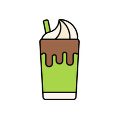 Matcha Latte Icon Lineal Color