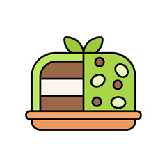 Matcha Cake Icon Lineal Color