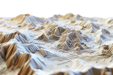 Topographic map isolated on clear transparent background showcasing terrain features and elevations in detail