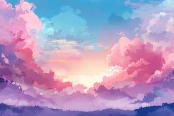 A Dreamy Sky with Pink, Purple, and Blue Clouds