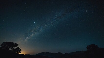 Naklejka premium The night sky is lit by the moonlight