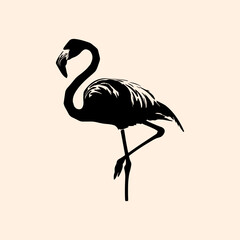 vector animal illustration, logo, silhouette of a flamingo bird