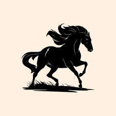 vector animal illustration, logo, silhouette of a running horse