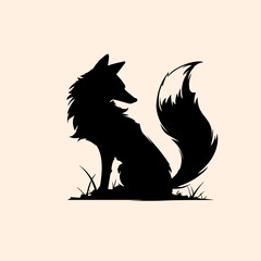vector animal illustration, logo, silhouette with a fox