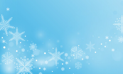 Winter fleck crystallic granules. Snowfall sky white teal blue wallpaper. Swirling snowflakes february texture. Snow hurricane scenery design.