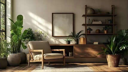 Fototapeta premium Modern living room with comfortable furniture and stylish interior design, comfortable, sofa, apartment, luxury, living room, window, 