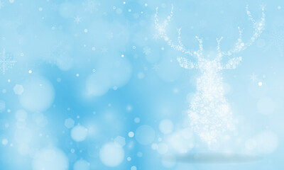 Abstract blue color Happy new year and Christmas card with Magic Deer gold color background. vector illustration