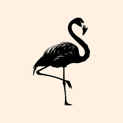vector animal illustration, logo, silhouette of a flamingo bird