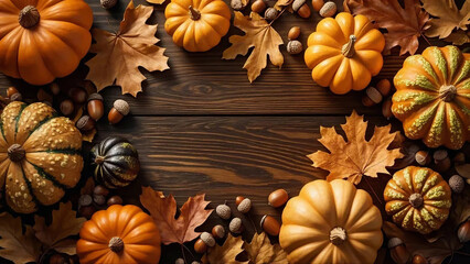 Fototapeta premium autumn still life with pumpkins