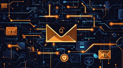 Digital Network with Glowing Envelope and Circuitry