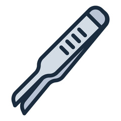 Tweezers or slim jim tool filled line icon for locksmith work.