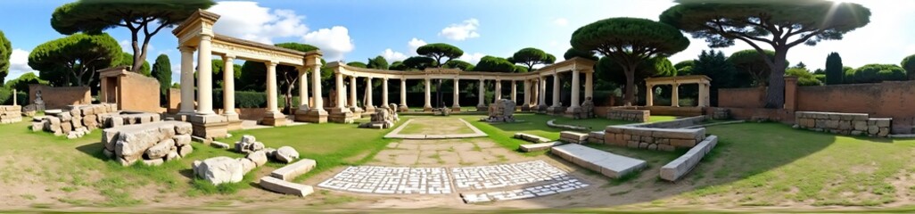 Fototapeta na wymiar 360 degree photo, Ancient Roman Ruins, A 360-degree view