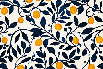 Seamless repetitive pattern of traditional greek decorative elements like scrolls and olive leaves.