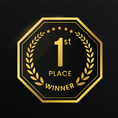 1st place winner vector golden colour with black background
