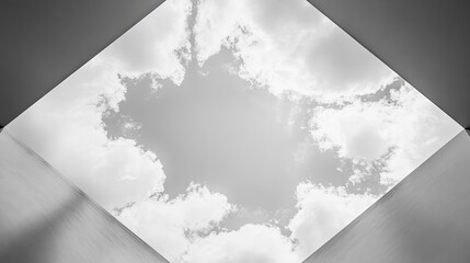 A View of Cloudy Sky Through a Rectangular Opening in a Building