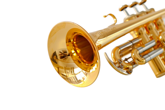 Trumpet isolated on clear white background in high definition ultra HD quality