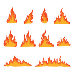 Set of Fire Illustration Vector Cartoon Style 