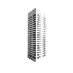 modern building 3d rendered isolated on white and transparent background. PNG cutout.
