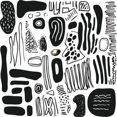 Black and White Abstract Pattern with Bold Brush Strokes