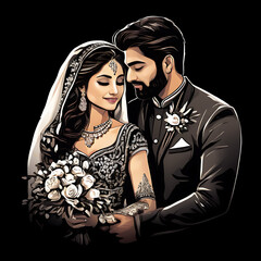 indian wedding clip art groom and bride vector
