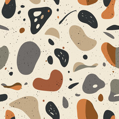 Neutral Abstract Pattern with Pebble-Like Organic Shapes