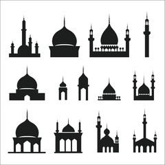 Mosque Icon Silhouette Bundle Set, Islamic Ornament Silhouette