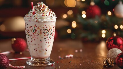 Here's a caption, description, and keywords for the image, following all requirements: Festive Christmas Spirit