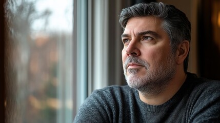 Thoughtful Middle-Aged Man in Soft Natural Light