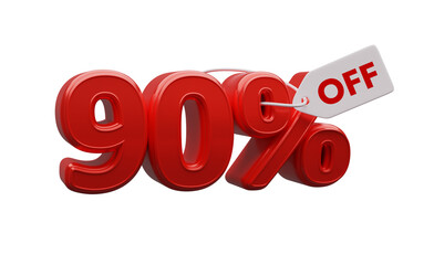 90% 3D Red Number isolated