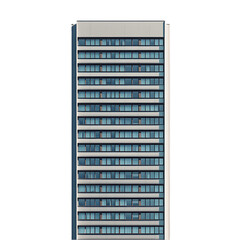 modern building 3d rendered isolated on white and transparent background. PNG cutout.