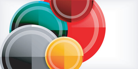 Fototapeta premium Abstract background - multicolored circles, trendy minimal geometric design, vector illustration
