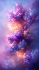 Fototapeta premium A vibrant cosmic cloud formation in shades of purple and orange.