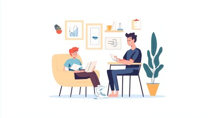 Business Collaboration: Two Colleagues Working Together